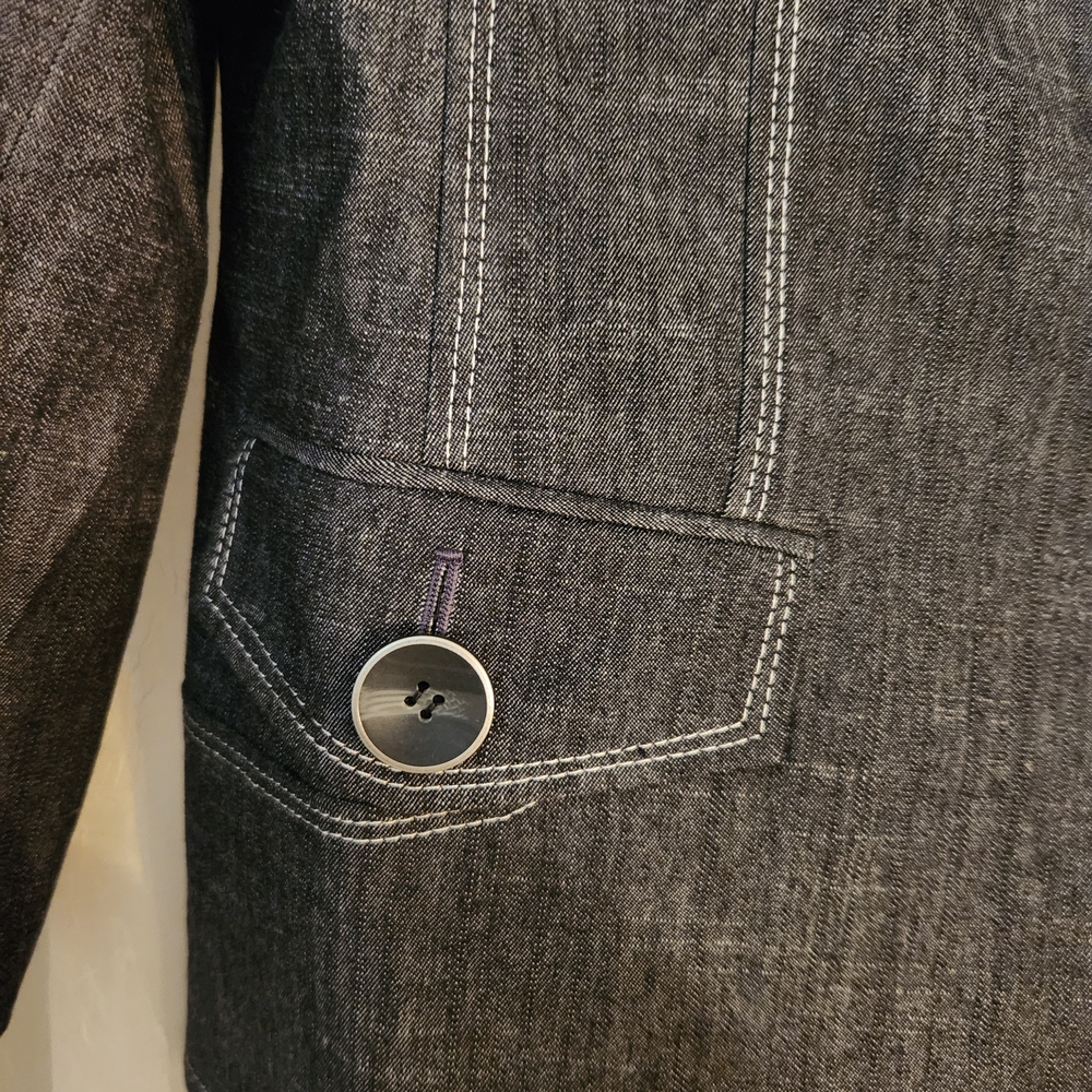 Kasper Women's Charcoal Denim Pantsuit Size 16 Business White Topstitch NWT - Picture 5 of 16